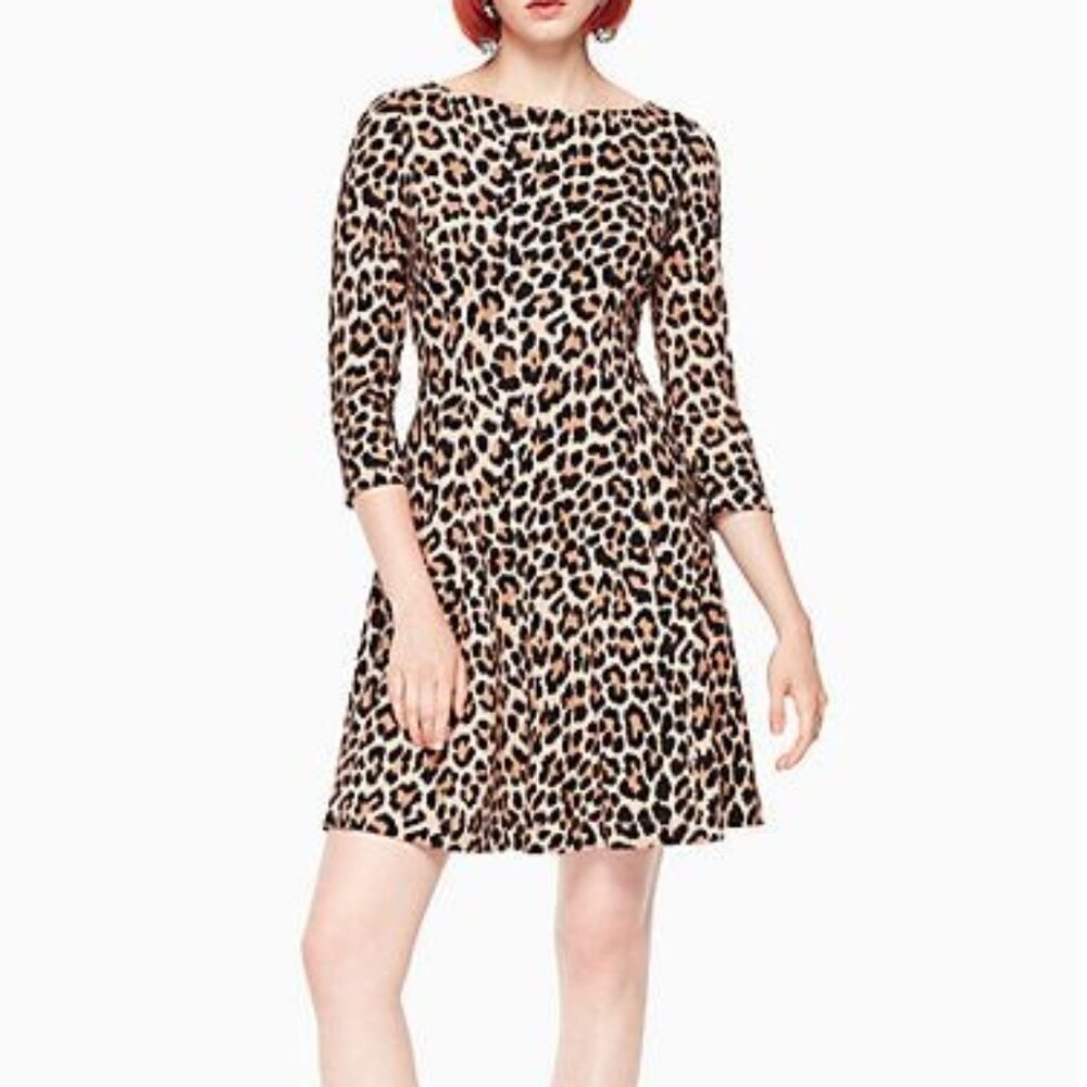 Kate Spade Women's Leopard Print Ponte Dress- Size 0